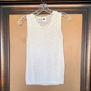 DKNY White Sleeveless Knit Top